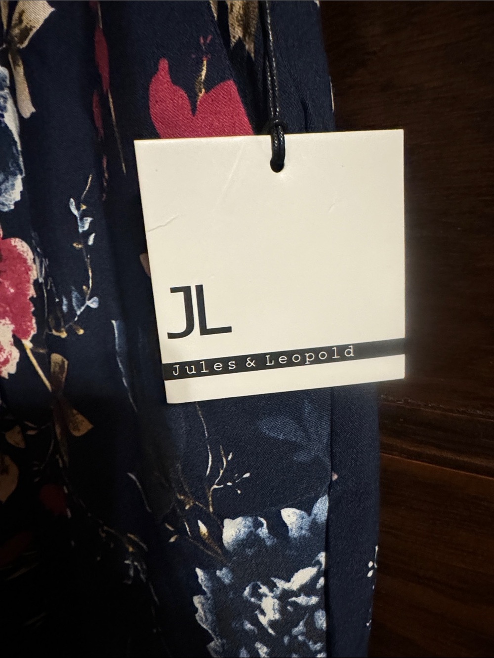 Jules & Leopold Navy Floral Tie-Waist Pants, NWT - Picture 2 of 5
